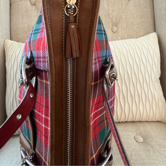 Coach Hamptons Tartan Plaid Wool Tote - Red Holiday Archive (2002) Vintage - Picture 8 of 11